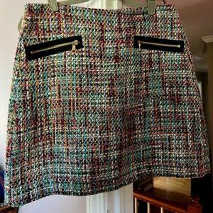 Loft Multi-Color Tweed Skirt with Zipper Detail Size 6